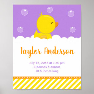 Poster Statistiques de naissance jaune et violet Rubber D