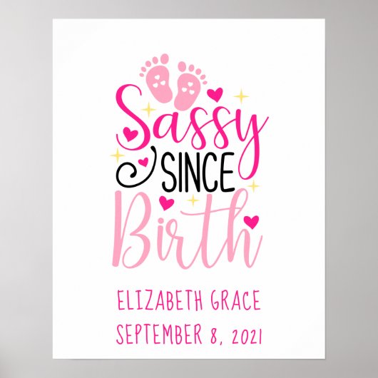 Poster Statistiques de naissance Rose Empreinte de pied d (Devant)
