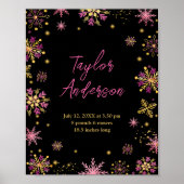 Poster Stats de naissance des flocons d'or et de rose (Devant)