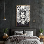 Poster Statue Abstraite moderne de Liberty Line Art