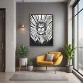 Poster Statue Abstraite moderne de Liberty Line Art brill