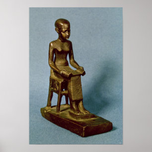 Poster Statue assise de l'Imhotep tenant un open