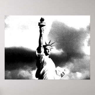 Poster Statue blanche noire de la Liberté New York