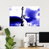 Poster Statue bleue de la Liberté (Bureau à domicile)