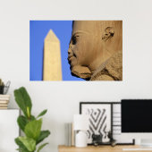 Poster Statue d'Amun-Re avec Obélisque, Karnak (Egypte) (Bureau à domicile)