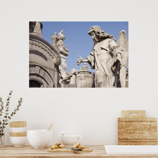 Poster Statue d'angle près dans le cimetière de La Recole (Cuisine)