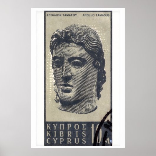 Poster Statue d'Apollon - Chypre - Timbre-Poste (Devant)