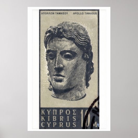 Poster Statue d'Apollon - Chypre - Timbre-Poste Impressio (Devant)