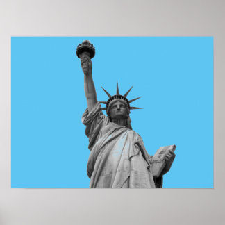 Poster Statue d'art pop de Liberty Blue Greyscale New Yor