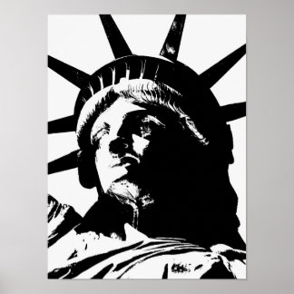 Poster Statue d'Art Pop Noir & Blanc de la Liberté