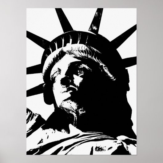 Poster Statue d'Art Pop Noir & Blanc de la Liberté (Devant)