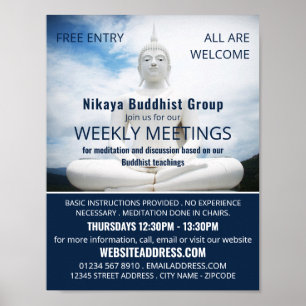 Poster Statue de Bouddha Blanc, Bouddhisme, Advert Bouddh