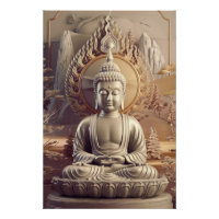 Statue de bouddha serène dans paysage paisible 3D