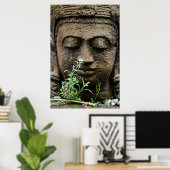 Poster Statue de jardin en pierre avec fleur (Bureau à domicile)