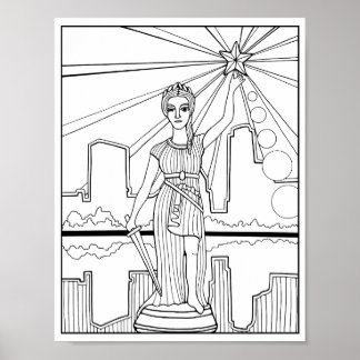 Poster Statue de la déesse de la liberté Austin Coloriage
