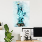 Poster Statue de la Liberté aquarelle (Bureau à domicile)