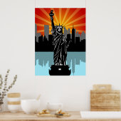 Poster Statue de la Liberté avec New York Skyline (Cuisine)