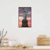 Poster Statue de la Liberté / coucher du soleil (Cuisine)