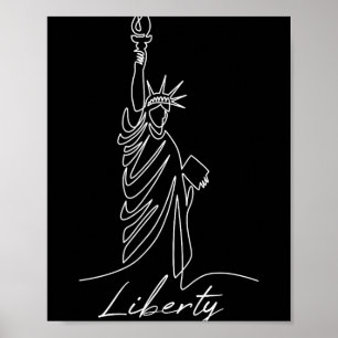 Poster Statue de la Liberté dessinée à la main en une seu
