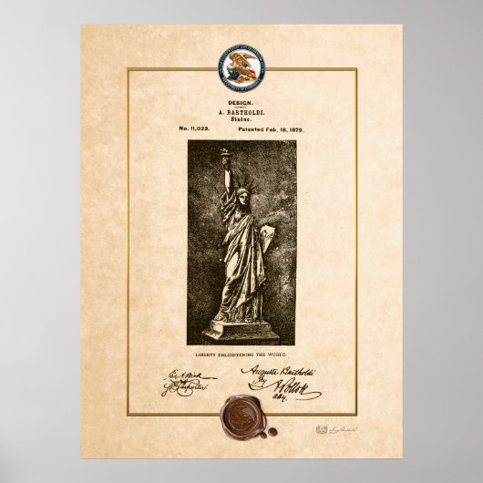 Poster Statue de la liberté Document de brevet Vintage (Devant)