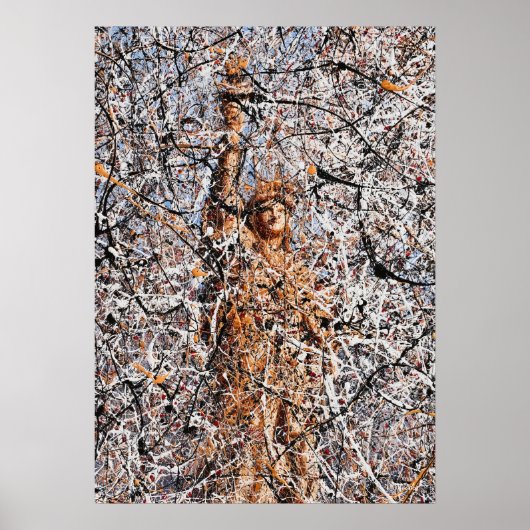 Poster Statue de la Liberté Drip Art Expressionniste Abst (Devant)