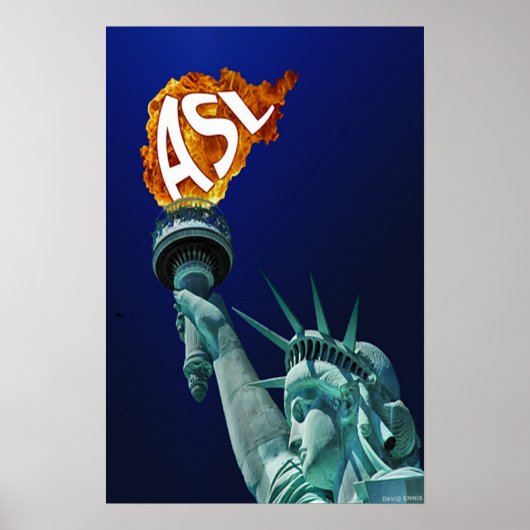 Poster Statue de la Liberté éclaire sa flamme pour ASL (Devant)
