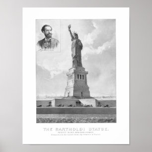 Poster Statue de la liberté et du portrait de Bartholdi