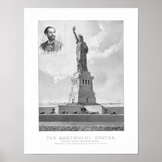Poster Statue de la Liberté et Portrait de Bartholdi (Devant)