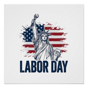 Poster Statue de la Liberté Fête du Travail Design de Tra