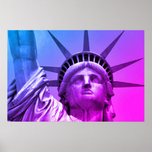 Poster Statue de la Liberté New York Art Pop Bleu Violet