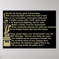Statue de la Liberté - Nouveau Colosse Poème Patri