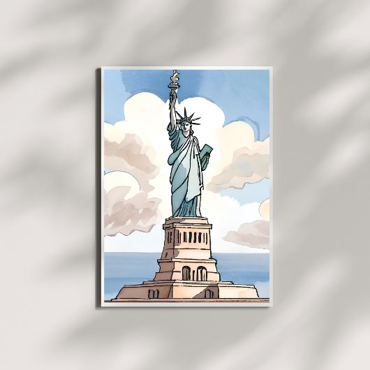 Poster Statue de la Liberté | Point de repère aquarelle