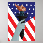 Poster Statue de la Liberté Torch avec drapeau américain (Devant)
