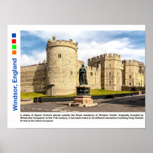 Poster Statue de la reine Victoria à l'extérieur, Château