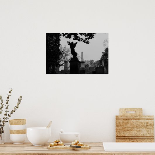 Poster Statue de l'ange noir et blanc (Cuisine)