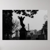 Poster Statue de l'ange noir et blanc (Devant)