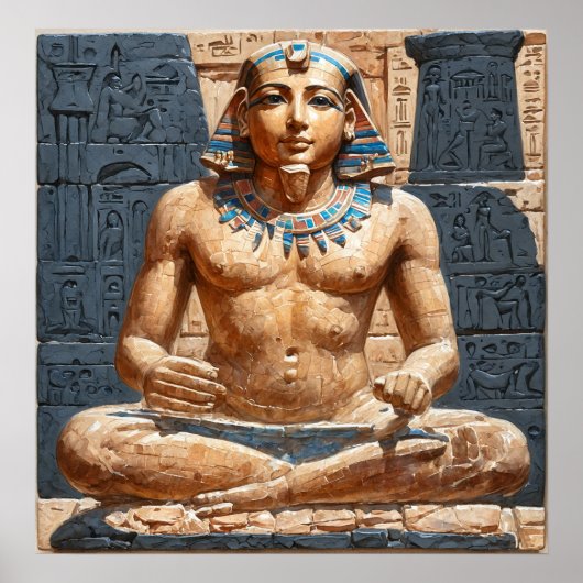 Poster Statue de l'Écriture égyptienne antique (Devant)