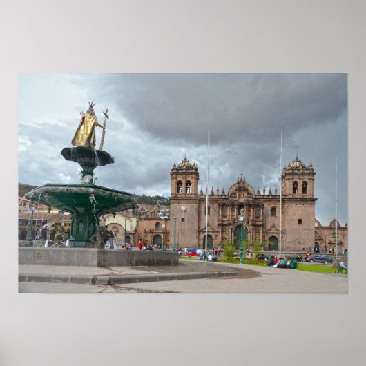 Poster Statue de l'empereur inca Pachacuti, Cusco, Pérou (Devant)