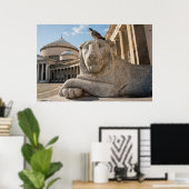 Poster Statue de lion devant une église historique (Bureau à domicile)