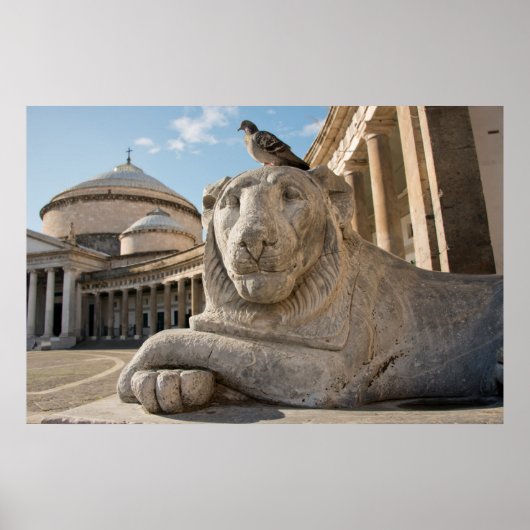 Poster Statue de lion devant une église historique (Devant)