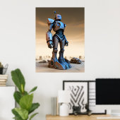 Poster Statue de robot dans un désert de désolation AI (Bureau à domicile)