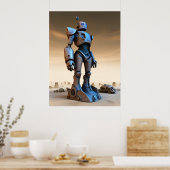 Poster Statue de robot dans un désert de désolation AI (Cuisine)