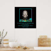 Poster Statue de tête Bouddha Argent avec Citation Inspir (Cuisine)
