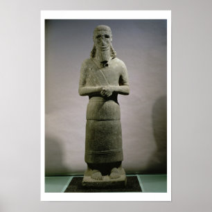 Poster Statue dédiée au dieu Haddad-Yishi (basalte)