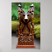 Poster Statue d'ours en bois (Devant)