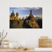 Poster Statue du Bouddha, Stupas, Volcan, Borobudur (Cuisine)