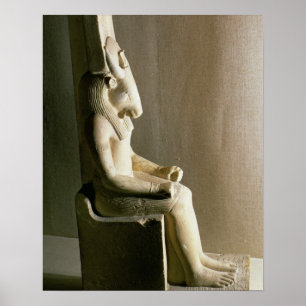 Poster Statue du dieu Montu avec la tête d'un taureau, f