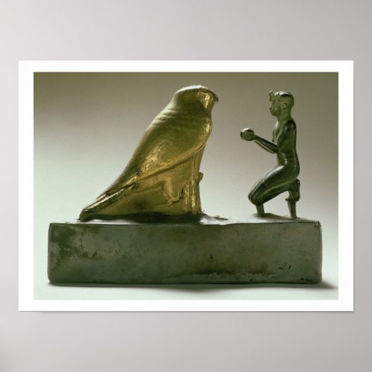 Poster Statue du roi Taharqa adorant le faucon-dieu (Devant)