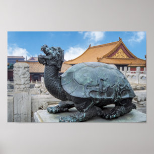 Poster Statue d'une tortue dans la Cité interdite - Pékin