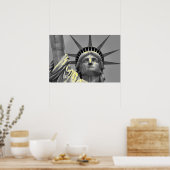 Poster Statue jaune noir de la Liberté New York (Cuisine)